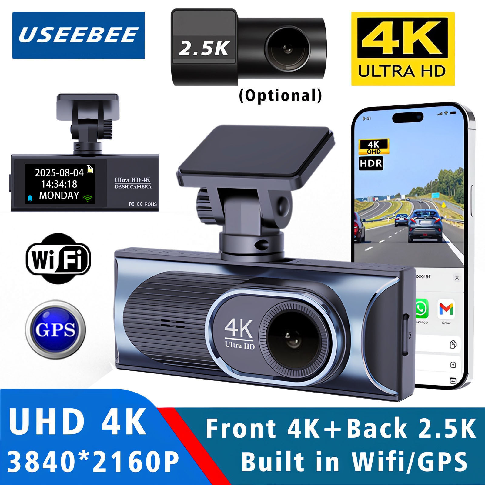 Dash Cam 4K Sony Starvis - Ultra HD 4K 3840*2160P Dash Cam