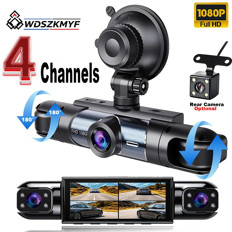 Dash Cam 3 Channel 1080P - HD 1080P 3/4 Channel Dash Cam