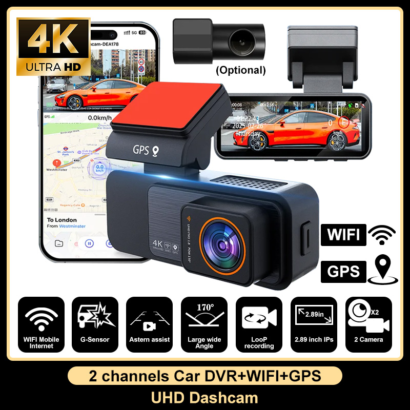 Dash Cam 4K Sony Starvis - 4K+1080P Dual Lens Dash Cam Sony