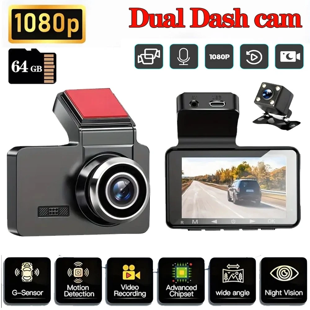 Dash Cam Night Vision Infrared - Dual Camera Dash Cam, Front/Rear Lenses,