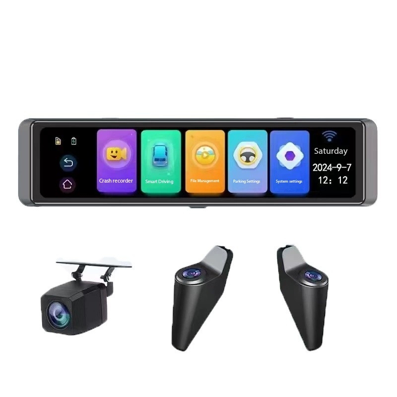 4. Record 360 Degree Blind Spo - Dash Cam Rear View Mirror 12 Inch recension och pris