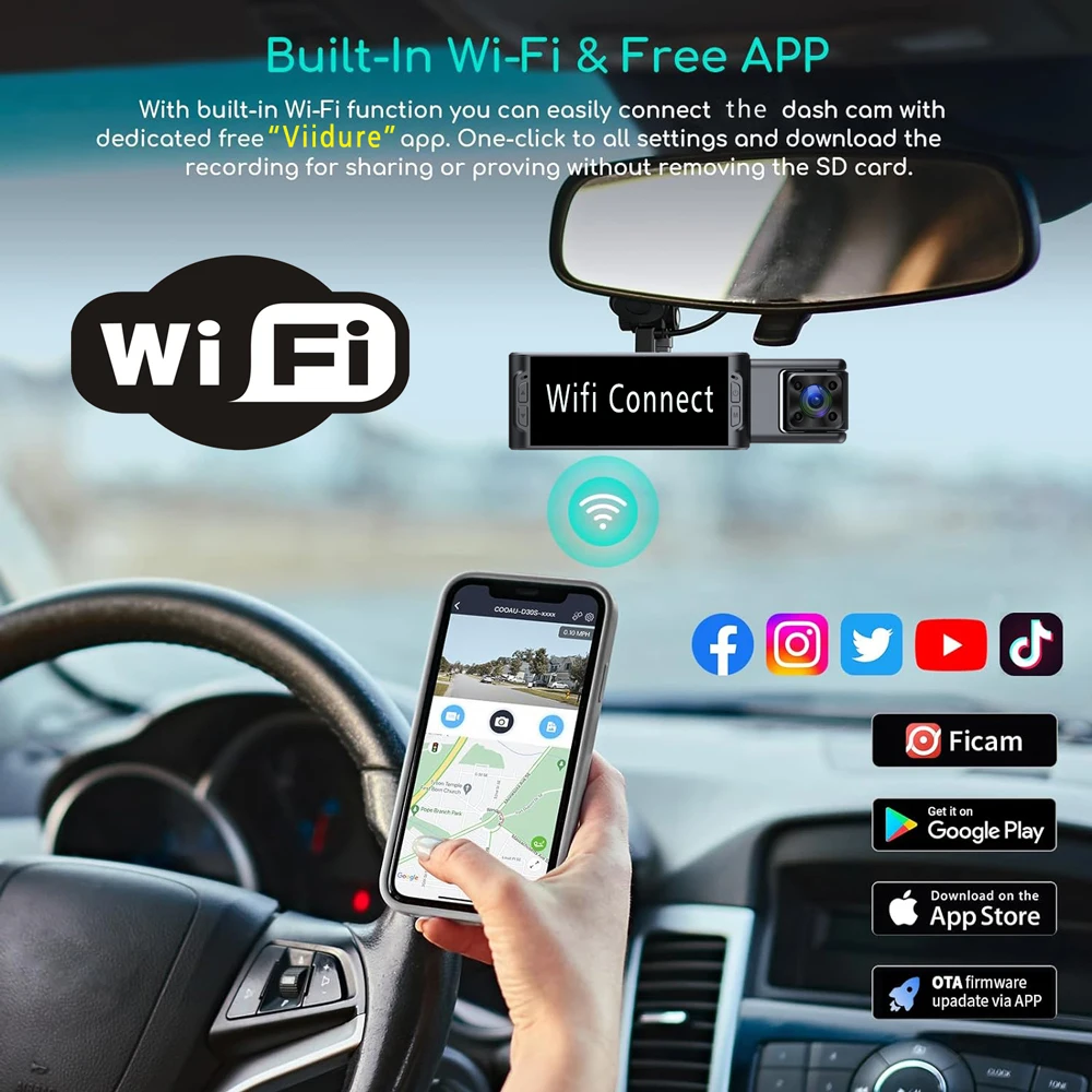 Wifi 3 Lens Car DVR 1080P Dash - Dash Cam 3 Channel 1080P recension och pris